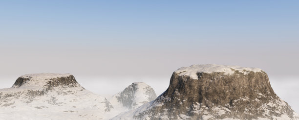 全景景观与岩石和雪与清澈的蓝天图片下载