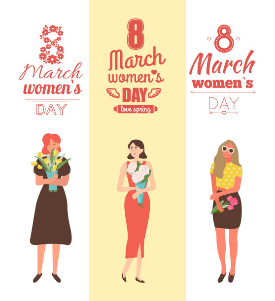 女人捧着春天花束的妇女节图片下载
