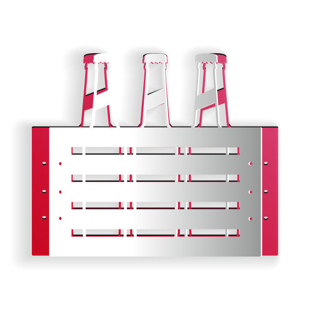 剪纸包装的啤酒瓶图标孤立在白色的背景。木箱和啤酒瓶。箱箱啤酒箱标志。纸艺术风格。向量图片下载