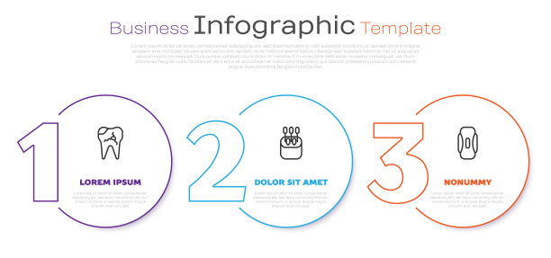 设置线断牙，耳朵棉签和卫生巾。业务信息图模板。向量图片下载