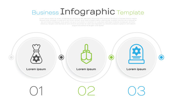 犹太人的钱袋上有大卫之星，光明节的陀螺上有大卫之星，墓碑上有大卫之星。业务信息模板。向量图片下载