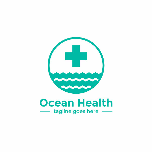 简单的绿松石海洋健康标志设计图片下载