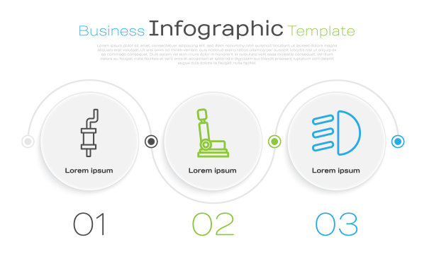 设有汽车消声器、汽车坐垫、远梁等生产线。业务信息模板。向量图片下载