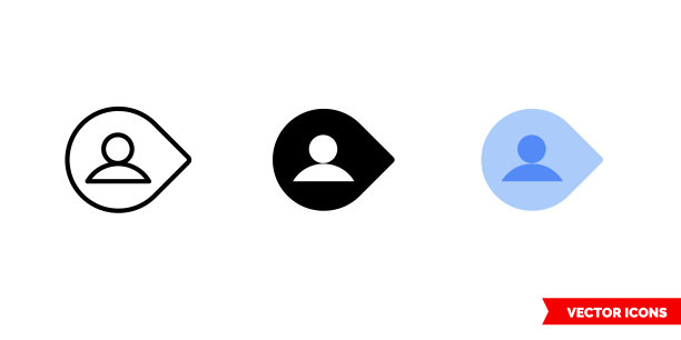 用户名填充图标3种类型的颜色，黑白，大纲。孤立向量符号符号图片下载