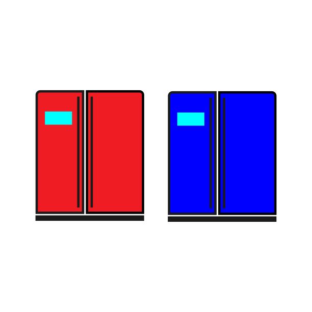 两个传统的顶级冰箱冰箱或冰箱线艺术矢量图标的应用程序和网站图片下载