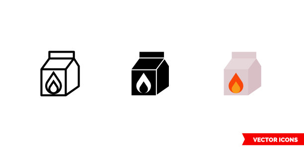 木炭图标三种颜色，黑白，轮廓。孤立向量符号符号图片下载