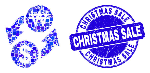 蓝色垃圾摇滚圣诞特卖印章和美元图片下载