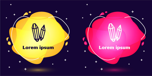 设置线魔法石图标孤立在蓝色图片下载