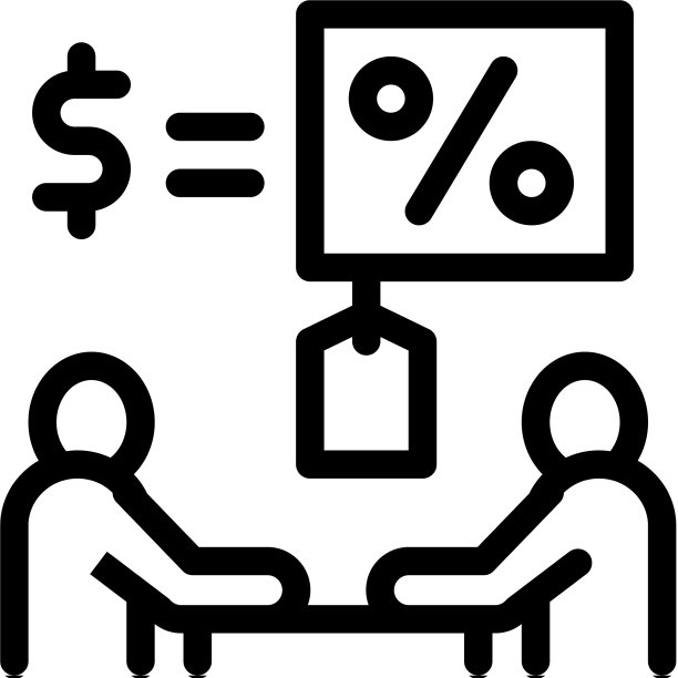 谈判桌上的利息和金钱图标图片下载