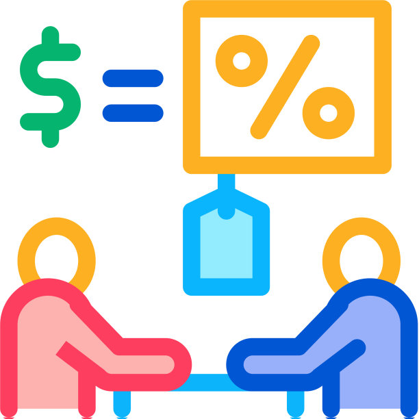 谈判桌上的利息和金钱图标图片下载