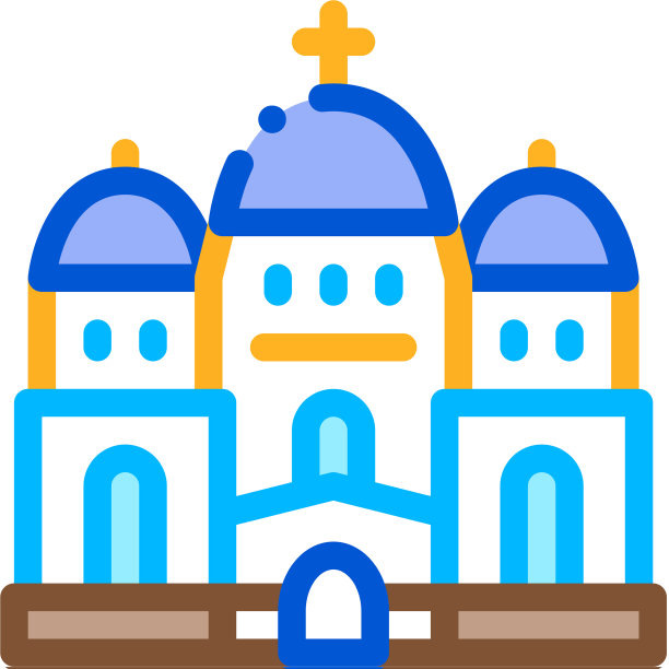 有圆顶图标轮廓的基督教庙宇图片下载