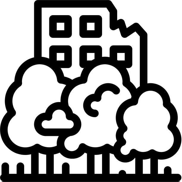 森林废墟房屋背景图标轮廓图片下载