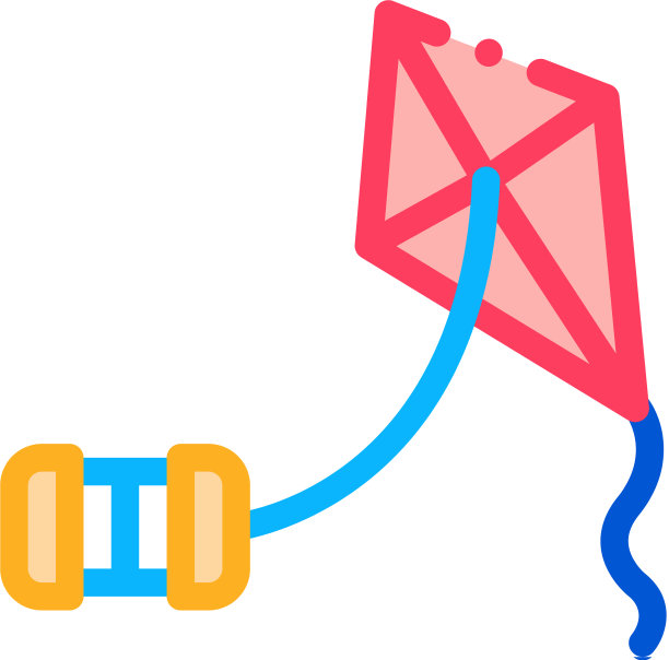 风筝与绳子桶的图标轮廓图片下载