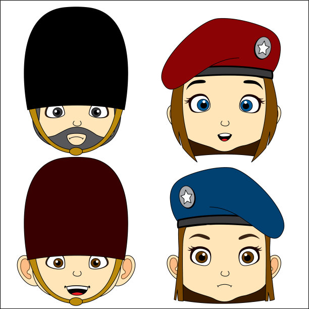 卡通脸男孩和女孩混合士兵图片下载