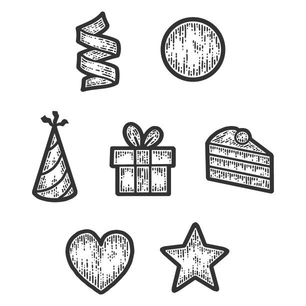 假日物品、标志和符号素描刮擦图片下载