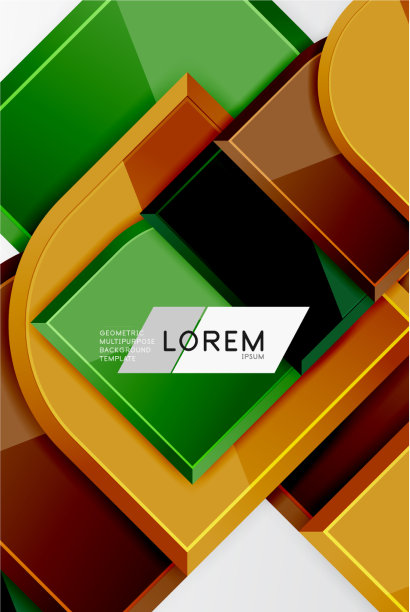 光滑的玻璃方块与圆形元素几何图片下载