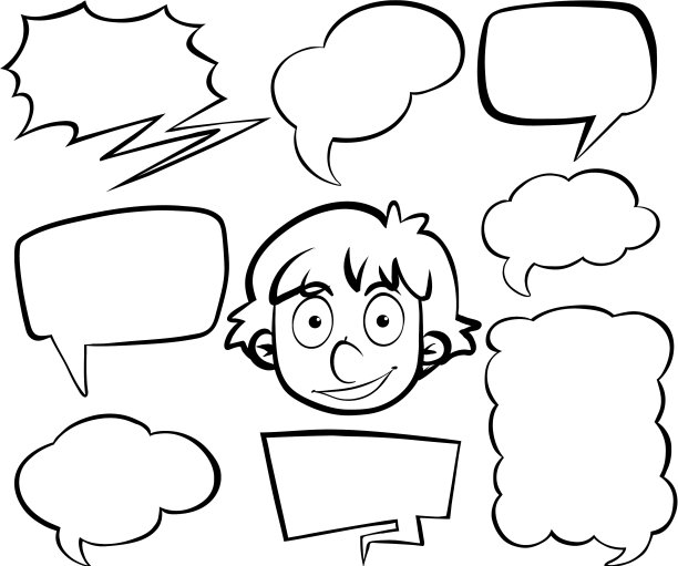 涂鸦男孩和白色的气泡图片下载