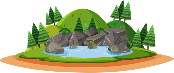 白色背景上的森林土地上的巨石图片下载