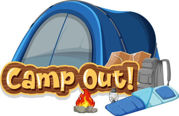 字体设计露营与帐篷在公园图片下载