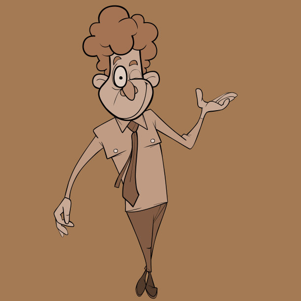 滑稽的卷曲微笑卡通男人愉快地眨眼图片下载