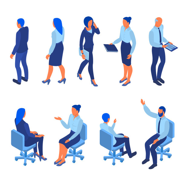 彩色字符商务人士3d图标集图片下载