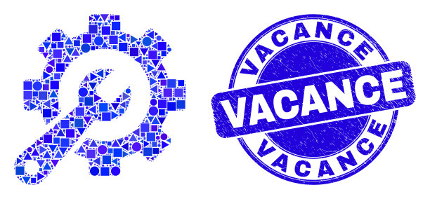 蓝色垃圾邮票和服务工具马赛克图片下载