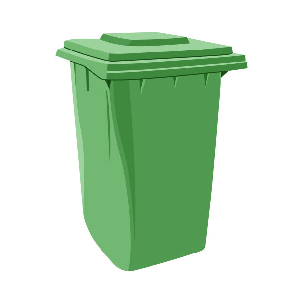 塑料垃圾桶卡通孤立在白色图片下载