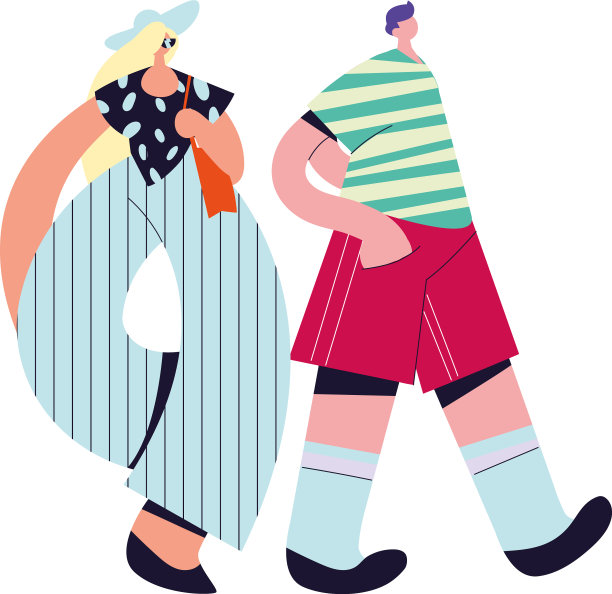 都市男女卡通与休闲服装图片下载