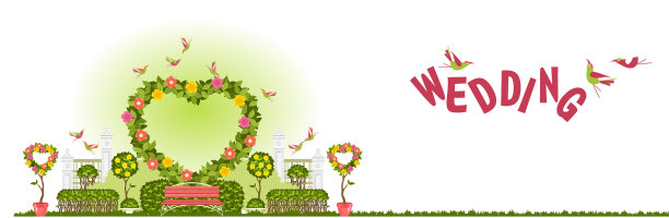 婚礼拱门的婚礼仪式模板横幅图片下载