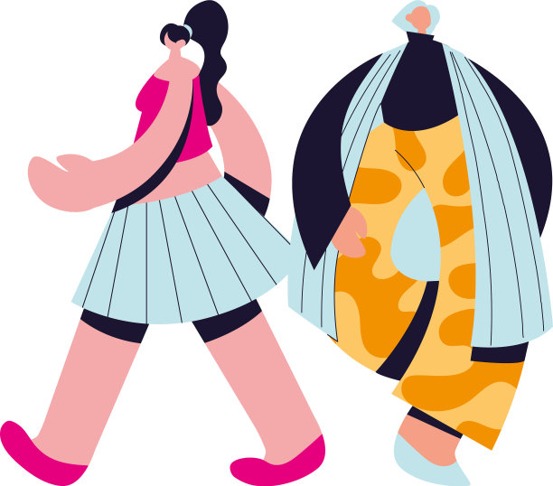 都市男女卡通与休闲服装图片下载