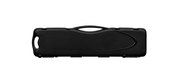 用于运输和储存武器的黑色塑料硬盒。枪盒被隔离在白色背景上。图片下载