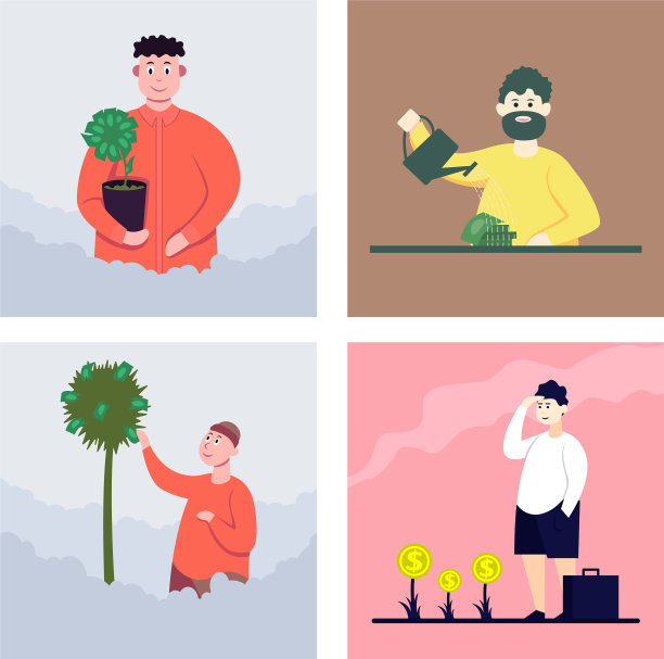 商人水钱色平卡通图片下载