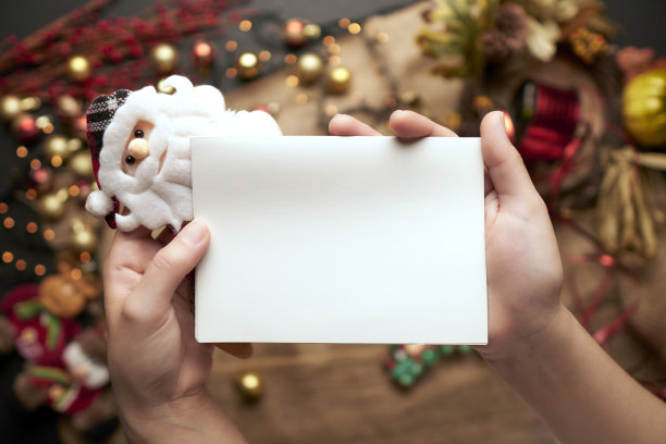 圣诞水平贺卡与空白空间模型和圣诞装饰图片下载