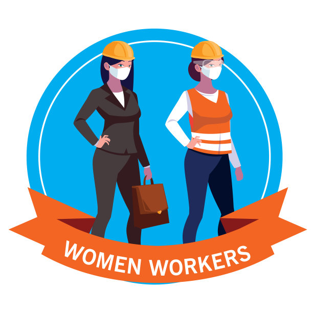 戴面具和头盔的建筑师和建筑女工图片下载