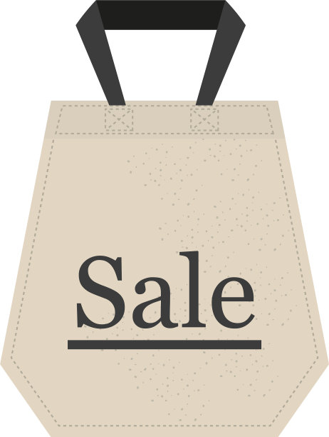 购物袋与标签出售在白色背景图片下载