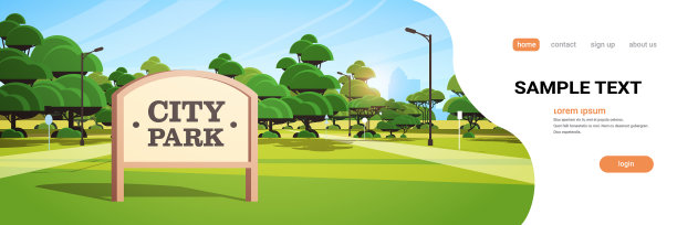 城市公园的招牌，美丽的夏日图片下载