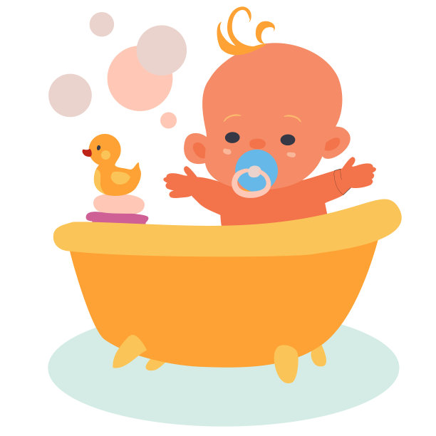 快乐的芭芭拉在一个黄色的橡皮浴缸里图片下载