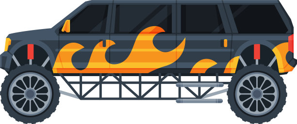 黑色豪华轿车，火焰喷绘优雅图片下载