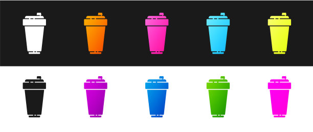 设置健身摇瓶图标隔离在黑色和图片下载