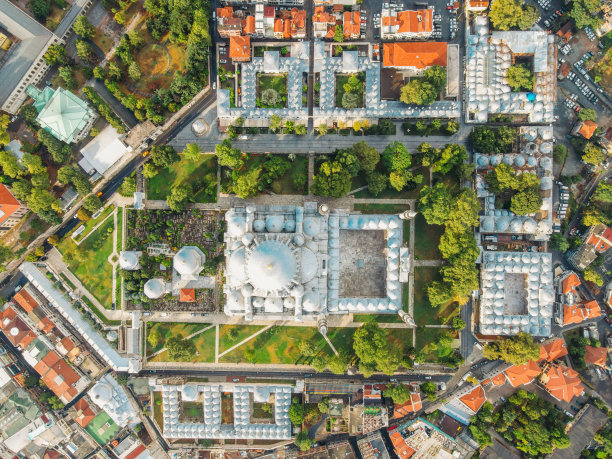 从天空看Süleymaniye清真寺图片下载