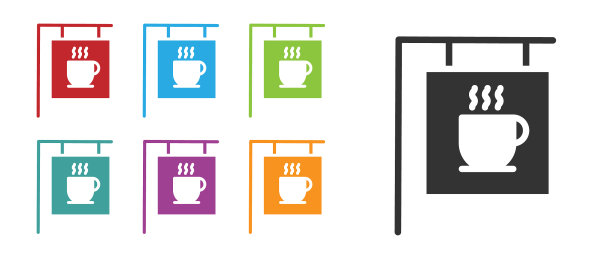 黑街招牌咖啡图标孤立上图片下载