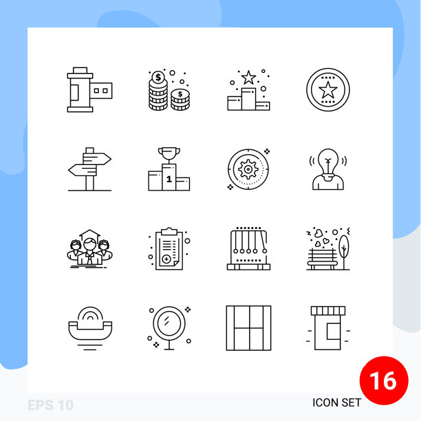 16组现代轮廓为奖牌设置图片下载