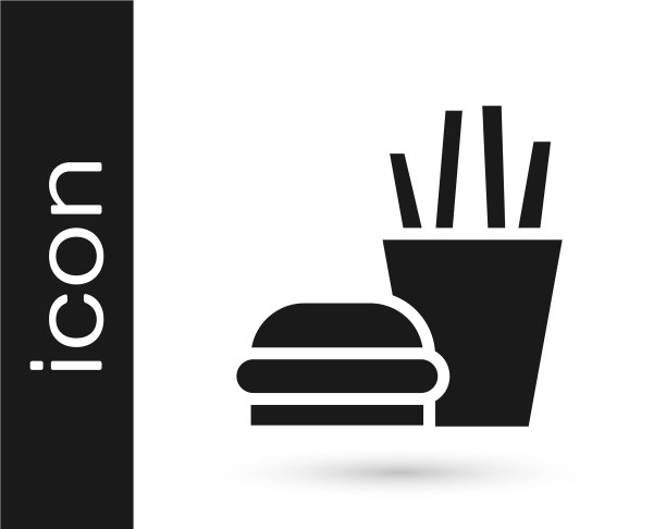 灰色的汉堡和炸薯条在纸盒里图片下载