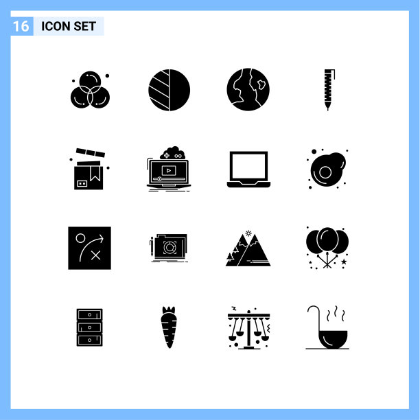 设置16个现代UI图标符号标志图片下载