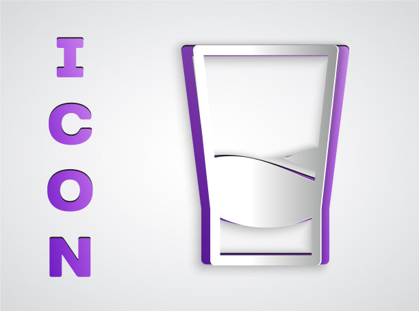 剪纸玻璃伏特加图标孤立在灰色图片下载