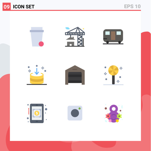 现代set 9 flat colors象形文字车库图片下载