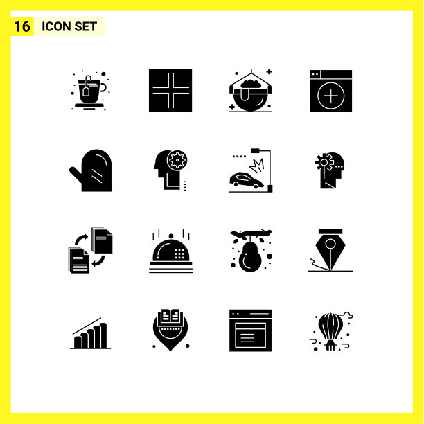 象形文字设置16个简单的固体食品象形文字图片下载