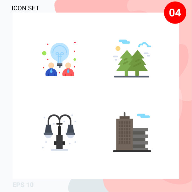 现代设置4平面图标象形文字创意图片下载