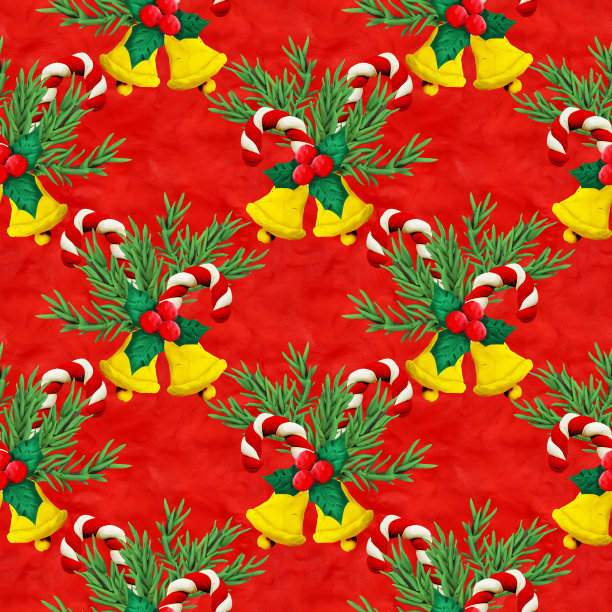 橡皮泥无缝圣诞假期五颜六色的无缝图案图片下载