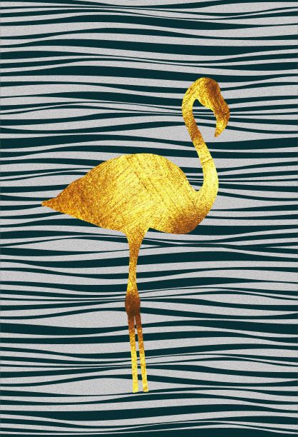 蓝色波浪中的火烈鸟图片下载